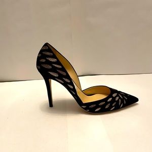 Jimmy Choo Black Suede 4” Heel Pump  Size 38.5  NWT